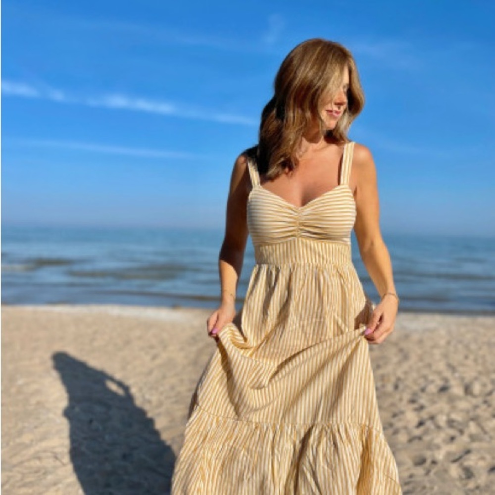 Striped Sweetheart Maxi Dress